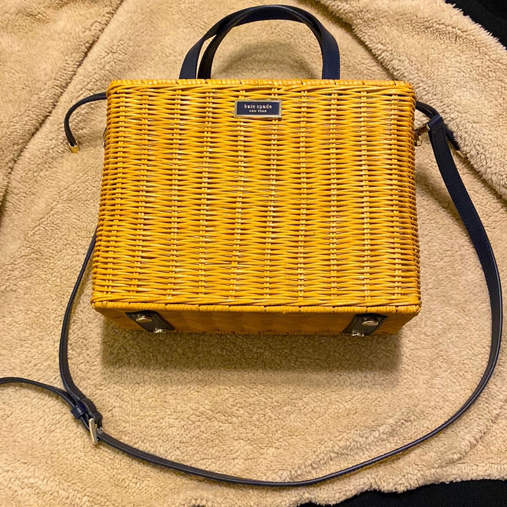 NWOT Kate Spade Denim Basket purse w/ genuine leather